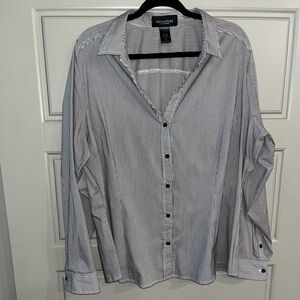 Ashley Stewart Women’s Black and White Striped Shirt